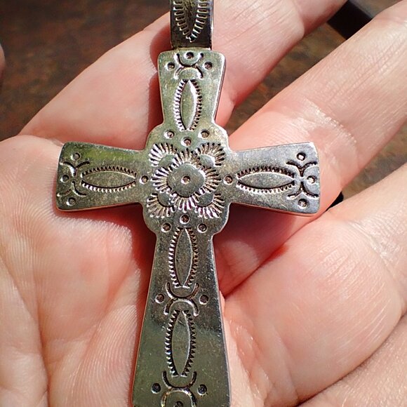 Jay King DTR sleeping Beauty Turquoise 925 Sterling Silver cross pendant  Very b - Picture 4 of 10
